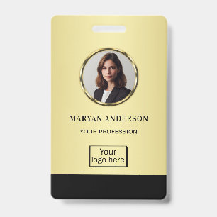Badge Conception noir et or, logo ou photo dans un cercl
