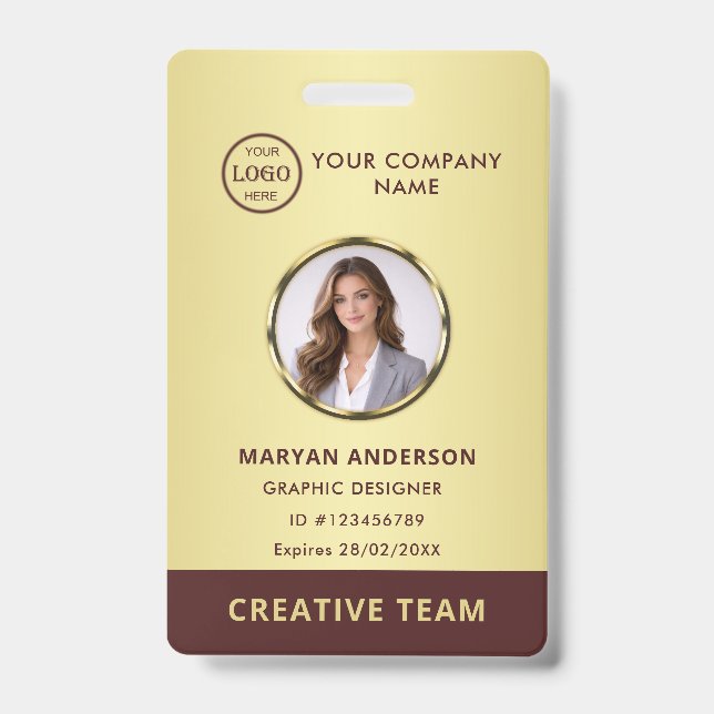 Badge Conception or or rouge foncé, logo ou photo dans u (Avant)