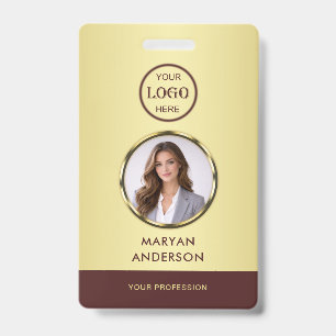 Badge Conception or or rouge foncé, logo ou photo dans u