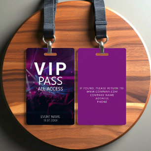 Badge Concert événementiel VIP accès total personnalisé
