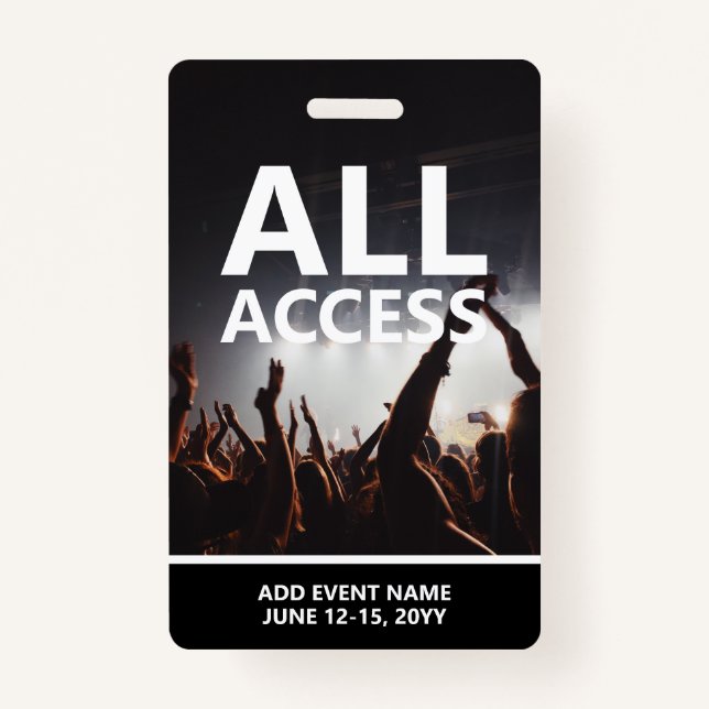 Badge Concert Event All Access Pass Insigne personnalisé (Devant)