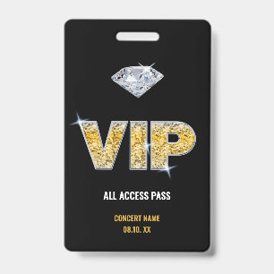 Badge Concert Festival VIP All Access Nom personnalisé