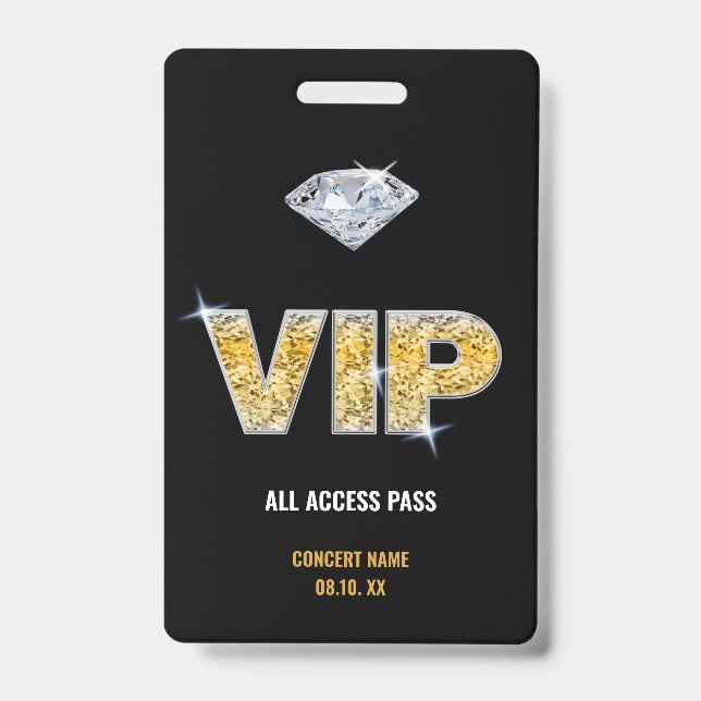 Badge Concert Festival VIP All Access Nom personnalisé (Front)
