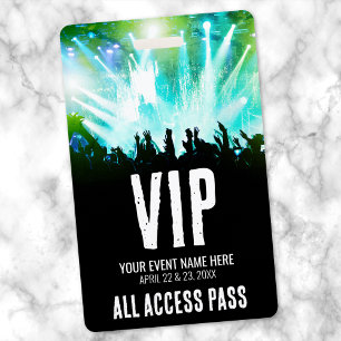Badge Concert VIP Accès Illimité Nom Personnalisé