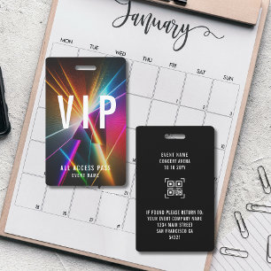 Badge Concert VIP personnalisé - All Access Pass QR Code