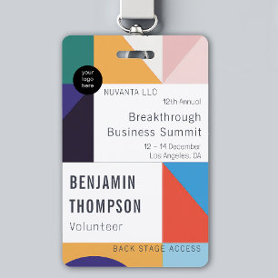 Badge Conference Business Corporate Event Nom coloré