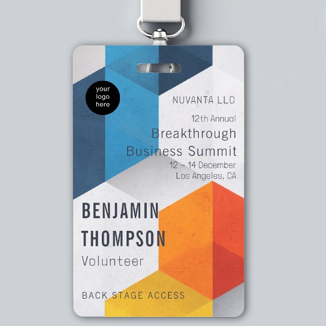 Badge Conférence Entreprise Événement Gras Hexagones (event badge template business corporate conference design modern professional colorful hexagons )