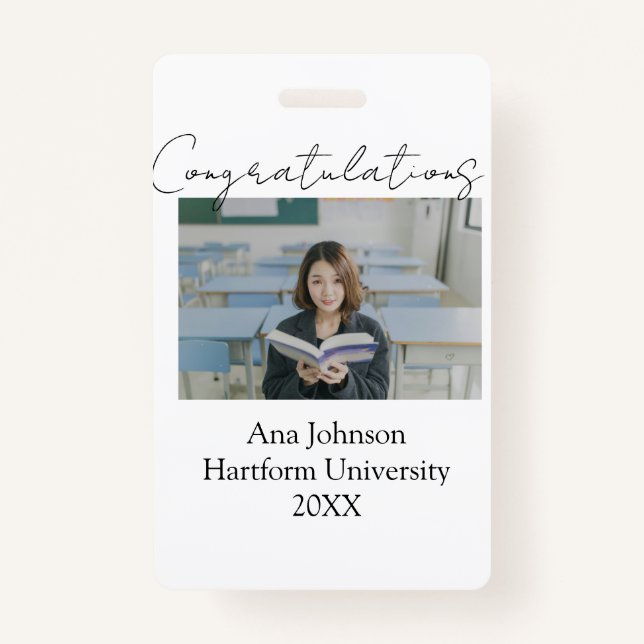 Badge Congratulations photo graduate name university yea (Devant)