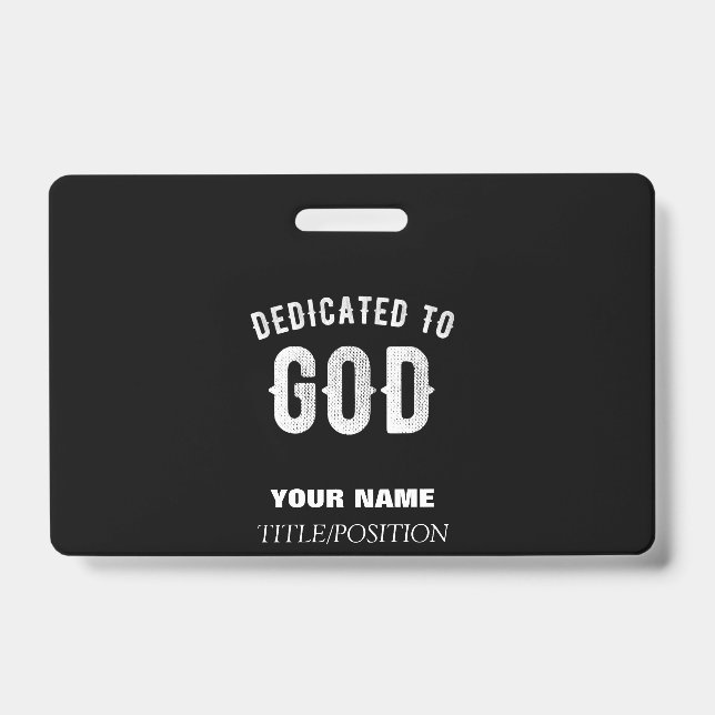 BADGE CONSACRÉ À DIEU TEXTE BLANC FROID PERSONNALISABLE (Avant)