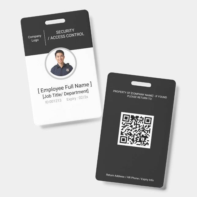 Badge Contrôle d'accès par photo d'identité de l'agent d (Avant & arrière)