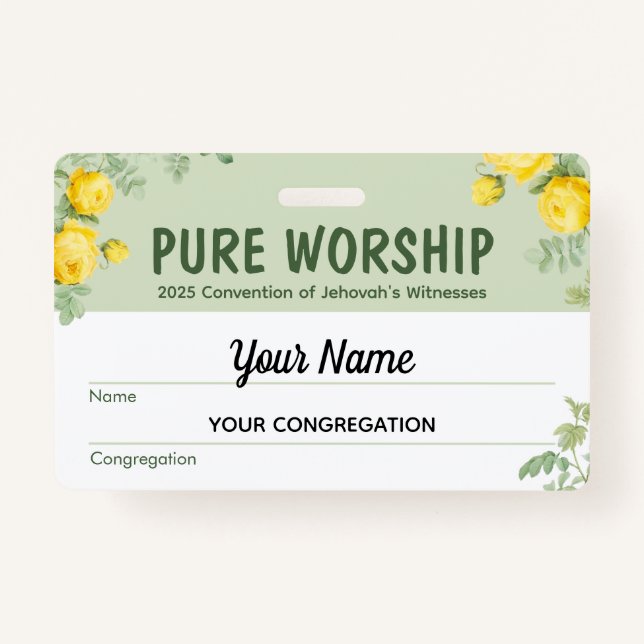 Badge Convention Pure Worship 2025 | Nom JW (Devant)