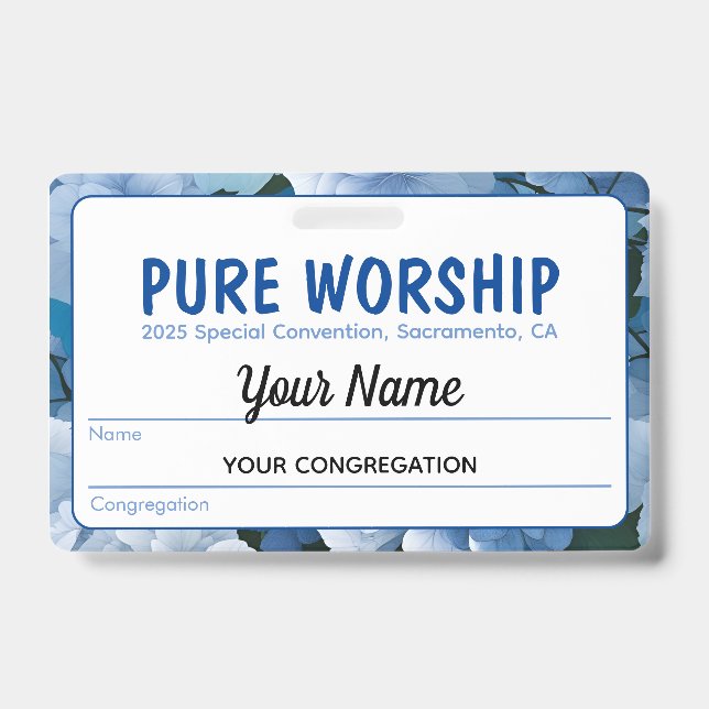 Badge Convention spéciale Pure Worship 2025 | Nom JW (Face)