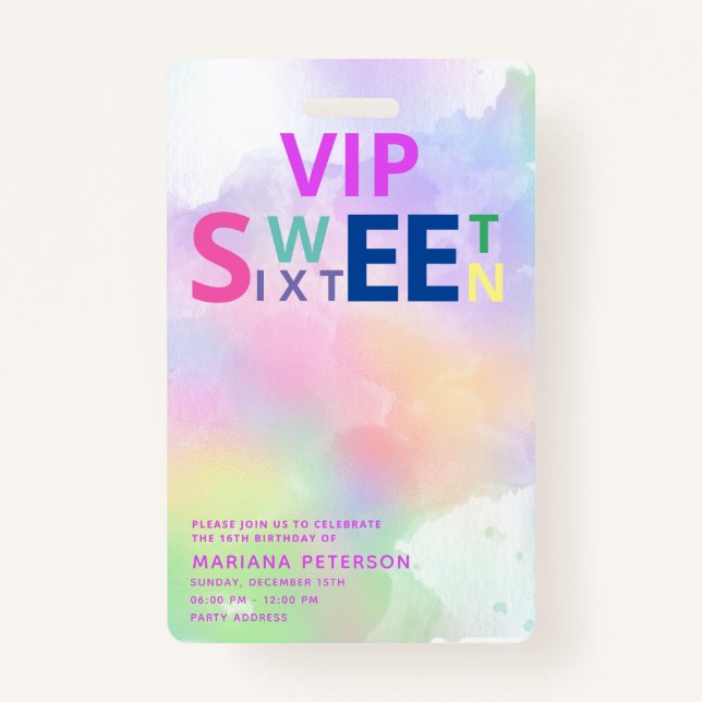 Badge Cool fun adolescent typographie moderne VIP sweet  (Devant)