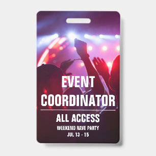 Badge Coordonnateur d'événements personnalisés Pass de c