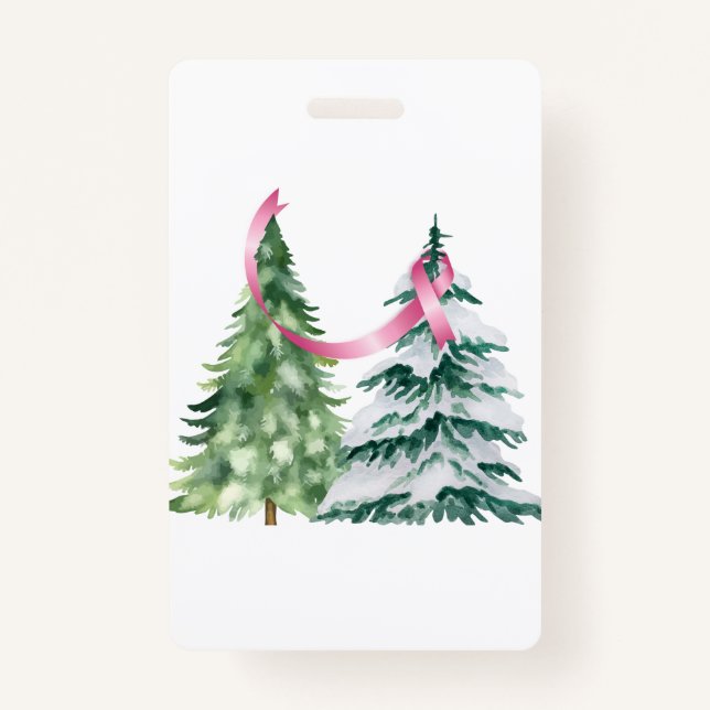 Badge Coquette Arbre de Noël, Sensibilisation au cancer  (Devant)