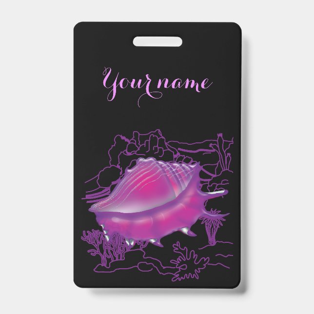 Badge Coquille de mer rose (Avant)