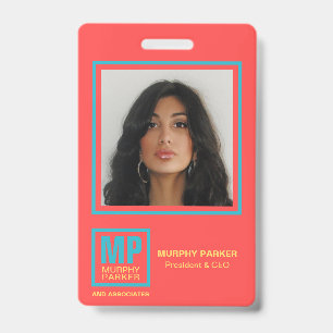 Badge Corail Rouge Turquoise jaune logo