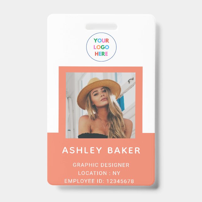 Badge Coral Photo Compagnie Sécurité Logo Nom Et Titre (Front)