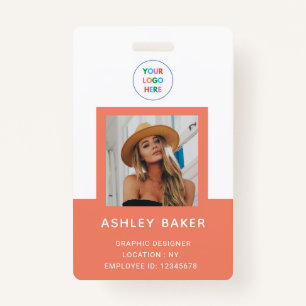 Badge Coral Photo Compagnie Sécurité Logo Nom Et Titre