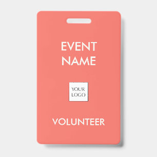 Badge Coral Red and Ivory Event Volunteer Logo