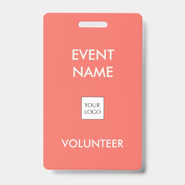 Badge Coral Red and Ivory Event Volunteer Logo (Avant)