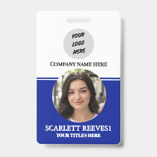 Badge Costom Entreprise Employé Entreprise logo bleu cli