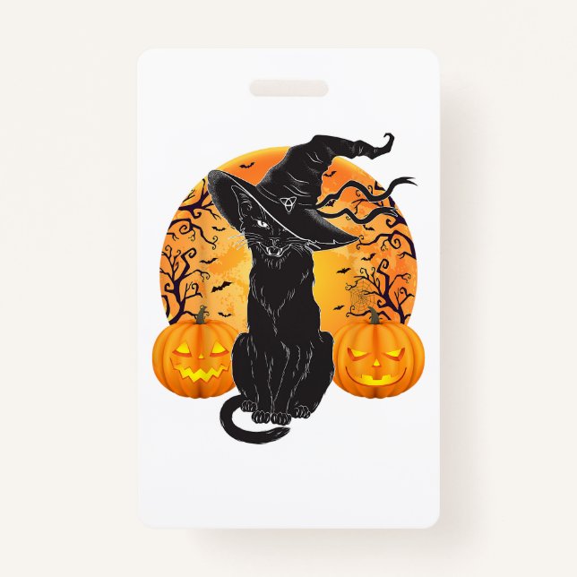 Badge Costume Chat Noir Scary Halloween sorcier Casquett (Devant)