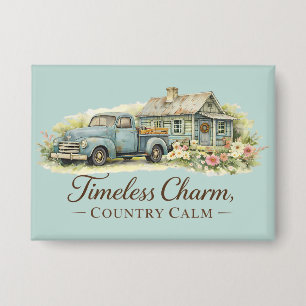 Badge Cottage Fleur Sauvage Calme Camion Bleu Vintage