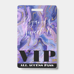 Badge Cotton Candy Ethéré Marbre Glamour Douce 16 VIP