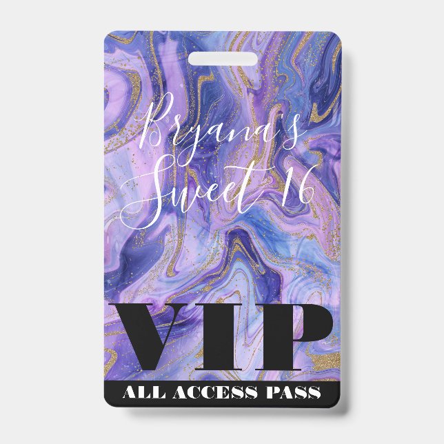 Badge Cotton Candy Ethéré Marbre Glamour Douce 16 VIP (Avant)