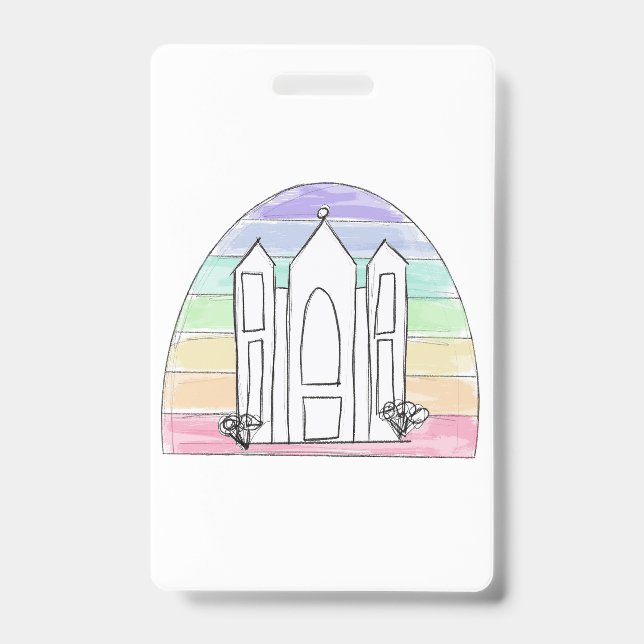 Badge Coucher de soleil arc-en-ciel sur le temple Mormon (Avant)