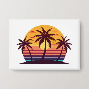 Badge Coucher de soleil avec palmiers Vector
