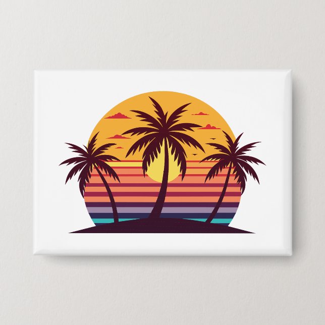 Badge Coucher de soleil avec palmiers Vector (Recto)