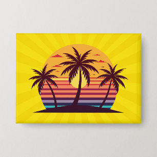 Badge Coucher de soleil avec vecteur de palmiers