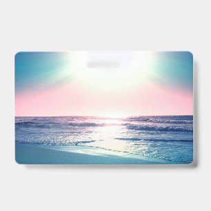 Badge Coucher de soleil sur la mer d'été Photo de plage