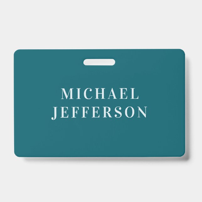 Badge Couleur sarcelle foncée uni chic personnalisée sur (Avant)