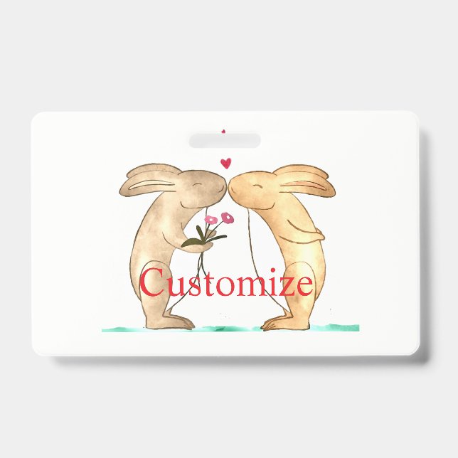 Badge Couple de lapins s'embrassant Thunder_Cove (Avant)