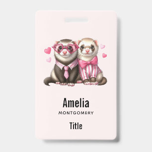 Badge Couple de loutres mignonnes amoureuses