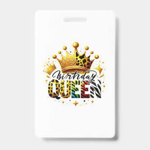 Badge Couronne de reine d'anniversaire Safari