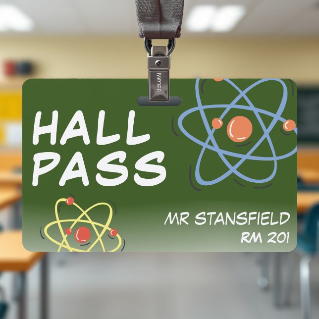Badge Cours de sciences Enseignant École Salle de classe (Science Class Teacher School Classroom Hall Pass Badge
)