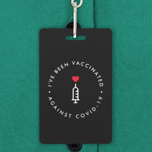 Badge Covid 19 Vacciné   Cœur Rouge Noir Moderne