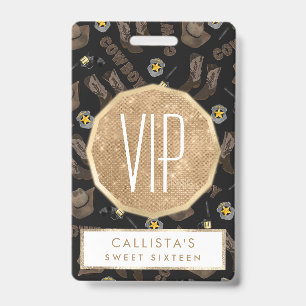 Badge Cowboy Typographie Artsy Cool Aquarelle Brown