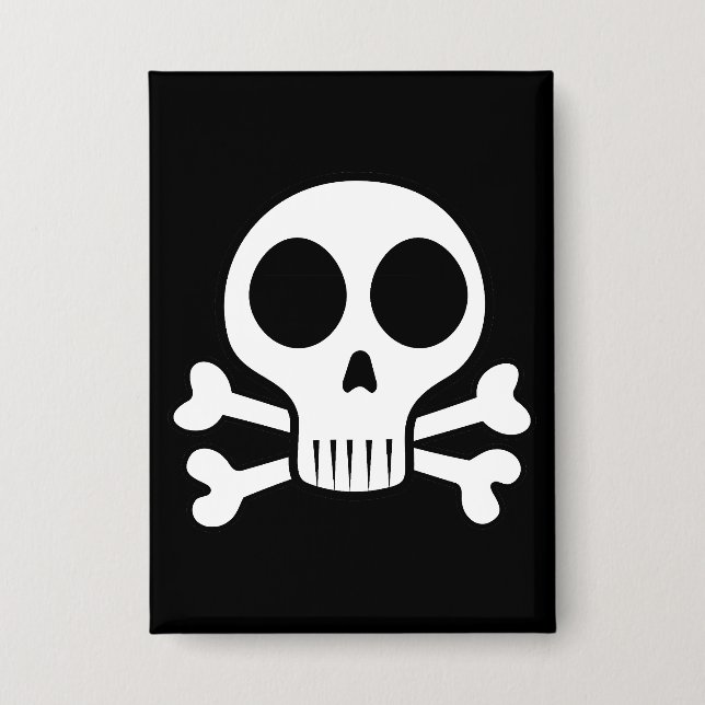 Badge crâne effrayant sur fond noir (Recto)