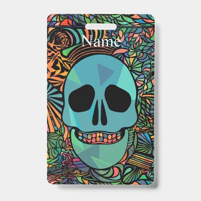 Badge Crâne Hippie Halloween Thunder_Cove  (Avant)