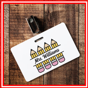 Badge Crayon de professeur Remerciement de rentrée scola