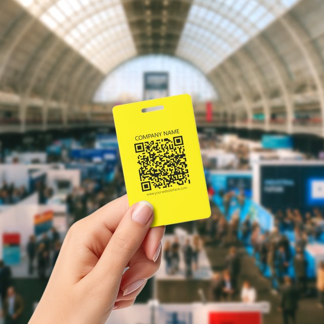 Badge Créer un code QR | Facilement visible jaune vif no (Conférence)