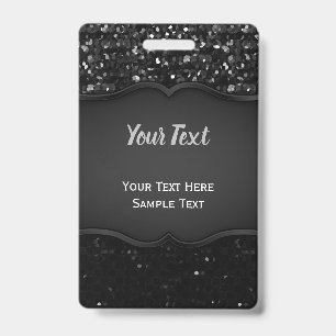 Badge cristal noir strass brillant