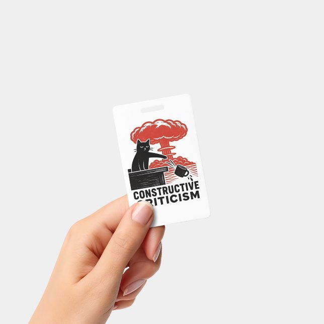 Badge Critique constructive de chat drôle Linogravure Me (Manuel / portable)