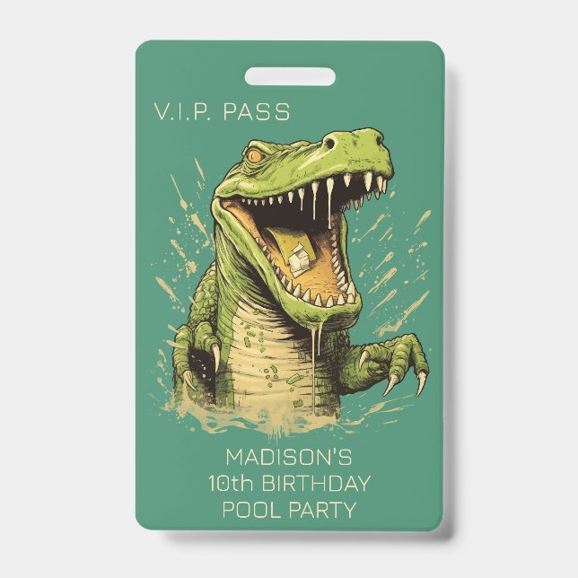 Badge Crocodile Texte Personnalisé (Avant)