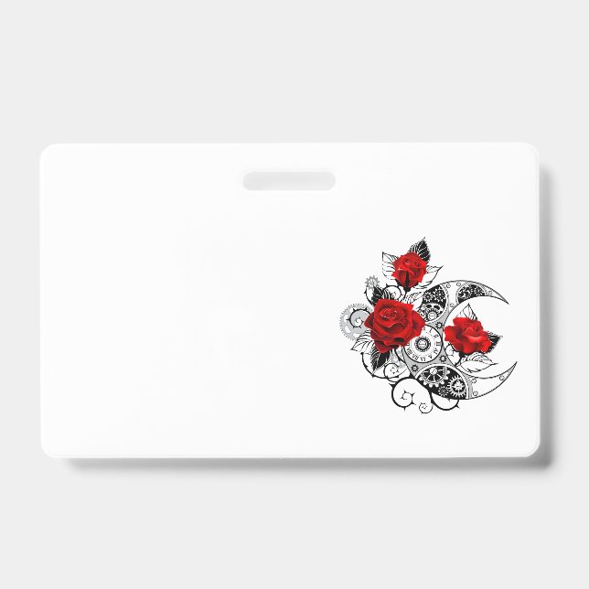 Badge Croissant mécanique avec roses rouges (Avant)
